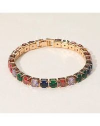 Fashnzfab - Round Cz Stone Tennis Chain Bracelet - Lyst