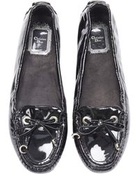 Dior - Patent Silver Cd Charm Bow Flat Loafer - Lyst