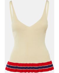 Sandro - Striped Rib Knit Ruffled Top - Lyst