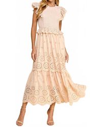 TCEC - Eyelet Lace Scalloped Hem Ruffle Midi Dress - Lyst