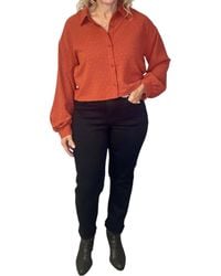 Sadie & Sage - Dotted Balloon Sleeve Button-Down Blouse - Lyst