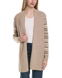 Sofiacashmere - Lurex Fairisle Open Wool & Cashmere-Blend Cardigan - Lyst