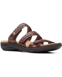Clarks - Laurieann Bella Leather Cushioned Footbed Slide Sandals - Lyst