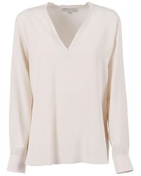 Antonelli - Long-Sleeved Blouse With V-Neckline And Buttoned Cuffs - Lyst