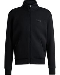 BOSS - Stretch-Cotton Zip-Up Sweatshirt With Logo Print - Lyst