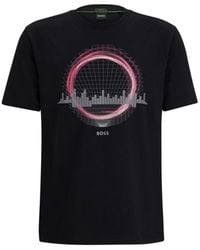 BOSS - Stretch-Cotton Regular-Fit T-Shirt With Seasonal Artwork - Lyst