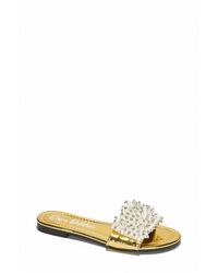 Cape Robbin - Fara Pearl Studded Flat Sandal - Lyst