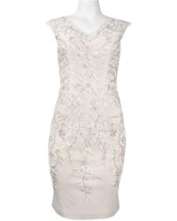 Sue Wong - Cap Sleeve Embroidered Floral V-Cut Dress - Lyst