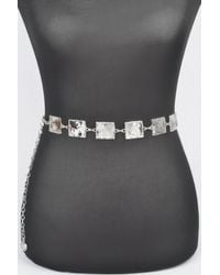 Fashnzfab - Hammered Square Metal Chain Belt - Lyst