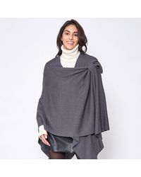 TRUEDAMES - Shoulder Strap Solid Ruana Poncho - Lyst