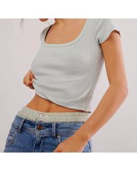Free People - End Game Pointelle Baby Tee - Lyst