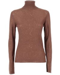 Fabiana Filippi - Long Sleeve Turtleneck Sweater With Sequined Detail - Lyst