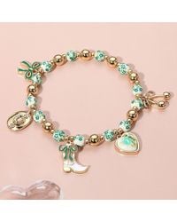 Fashnzfab - Enamel Bow Western Cowboy Boot Hat Heart Charm Ceramic Ball Beaded Stretch Bracelet - Lyst