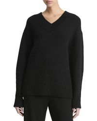 Vince - Dropped-Shoulder V-Neck Wool & Cashmere-Blend Top - Lyst
