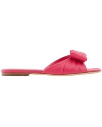 Ferragamo - Ferragamo Vara Bow Leather Slides - Lyst