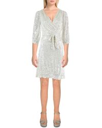 DKNY - Petites Faux Wrap Mini Cocktail And Party Dress - Lyst