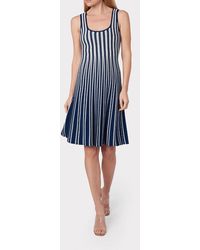 MILLY - Stripe Fit & Flare Dress - Lyst