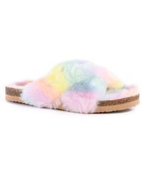 BC Footwear - Triumph Criss-Cross Faux Fur Slide Sandals - Lyst