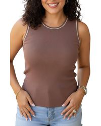 Be Cool - Contrast Line Sweater Tank Top - Lyst