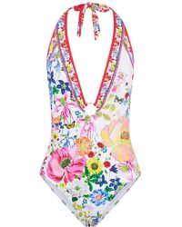 Camilla - Floral Print O-ring Plunge Neck One-piece - Lyst