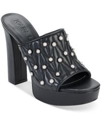 Karl Lagerfeld - Leather Embellished Slide Sandals - Lyst