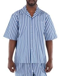 Marni - Striped Embroidered Logo Cotton Shirt - Lyst