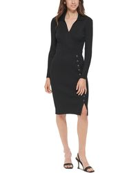 Calvin Klein - Ribbed Collared Sweaterdress - Lyst