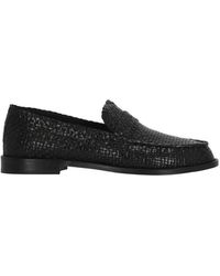Poeve - Woven Pattern Leather Loafers - Lyst