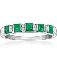 Ross-Simons - Emerald Ring With Diamond Accents - Lyst