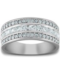 Pompeii3 - 1 Ct Diamond Three Row Anniversary Wide Wedding Ring - Lyst