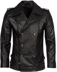 Infinity Leather - Cowhide Leather Peacoat-Leiden - Lyst