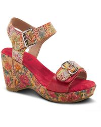 Spring Step - Tanaquil Leather Buckle Wedge Sandals - Lyst