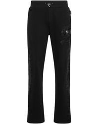 Philipp Plein - Jogging Pants With Leather Inserts Chrome Crest - Lyst