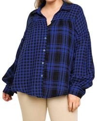 Umgee - Plaid & Checkered Button Up Top - Lyst
