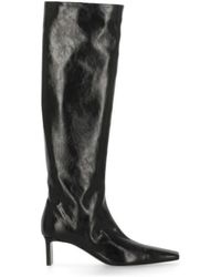 KHAITE - High-Shaft Leather Boots With Glossy Finish - Lyst