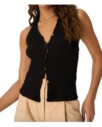 Project Social T - Austin Collared Button Front Rib Halter Sweater - Lyst