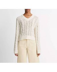Vince - Textured Cable V-neck Sweater - Lyst