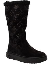 Louis Vuitton - Black Suede Logo Boots - Lyst