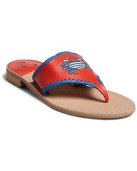 Jack Rogers - Striped Crab Leather Embroidered Thong Sandals - Lyst