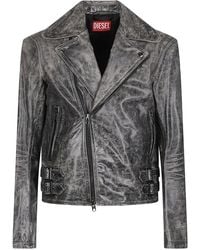 DIESEL - L-Eon Cjcm Distressed Leather Biker Jacket - Lyst