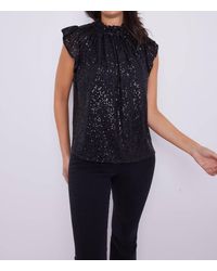 Sail To Sable - Sequin Ruffle Neck Top - Lyst