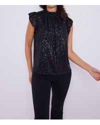 Sail To Sable - Sequin Ruffle Neck Top - Lyst