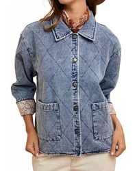 Anniewear - Contrast Lining Quilted Denim Jacket - Lyst