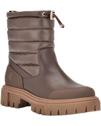 Calvin Klein - Relika Faux Leather lugged Sole Winter & Snow Boots - Lyst