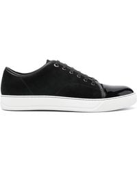 Lanvin - Low-Top Sneakers With Glossy Patent Toe Cap And Suede Upper - Lyst