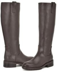 Nine West - Leigha Boots Dark Leather Round Toe Knee High Zap1469 - Lyst