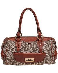 DKNY - /brown Signature Canvas And Leather Satchel - Lyst
