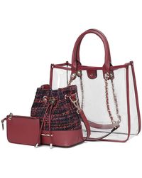 MKF Collection by Mia K - Diva Pvc Tote Bag With Tweed Bucket Bag And Small Pouch Purse By Mia K - Lyst