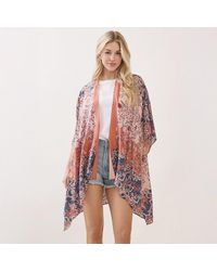 TRUEDAMES - Lightweight Bohemian Floral Pattern Kimono Poncho Wrap - Lyst