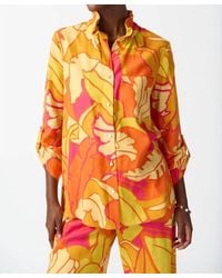 Joseph Ribkoff - Linen Blend Floral Trapeze Blouse - Lyst